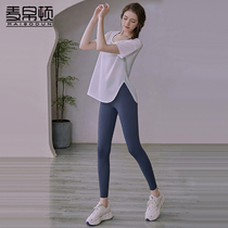Yoga suit women summer 2022 new fitness running professional loose thin shirt short - sleeve dress