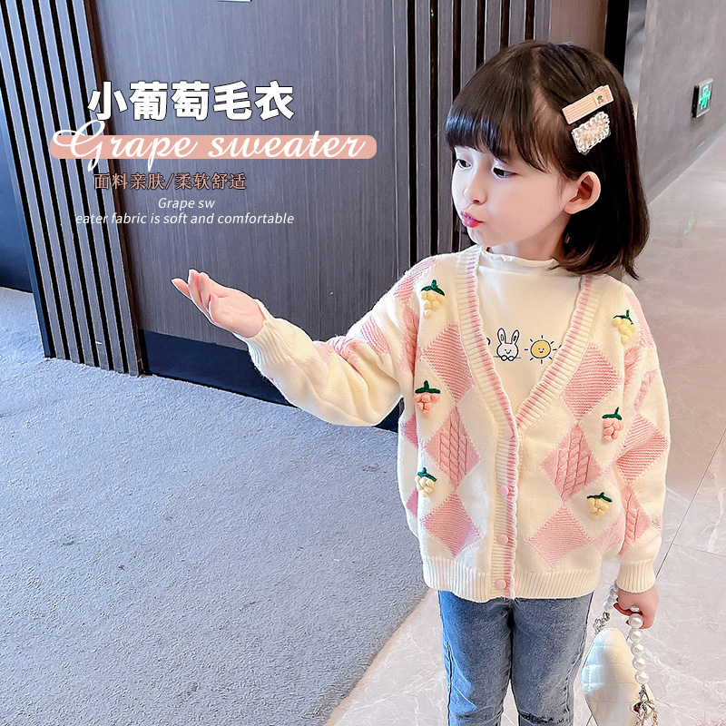 Girl's spring clothing sweater 2022 new Korean version Children suit children knit cardio-hoodie baby slim fit jacket