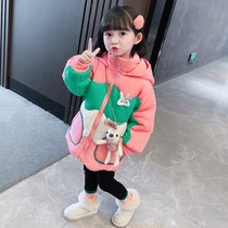 Girls thickened cotton coat 2021 new childrens foreign style Korean version coat little girl little girl down cotton cotton jacket coat