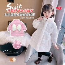 Girls cotton clothes winter clothes 2021 new plus fleece baby Korean version cotton clothes winter childrens thick coat cotton jacket childrens clothes