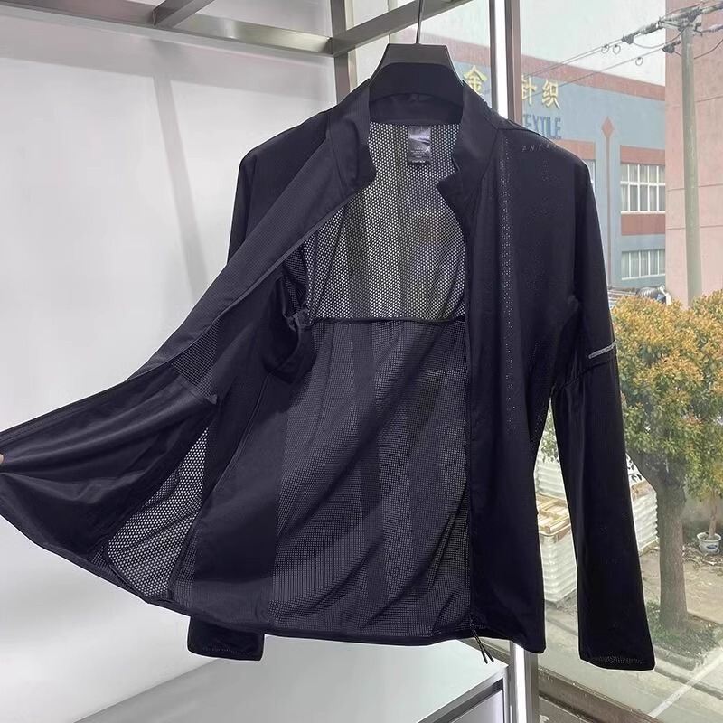 Extra Large Size Summer Lightweight Quick-Drying Mesh Breathable Anti-Uv Stand-Up Collar Jacket Outdoor Casual Sun Protection Clothing for Men