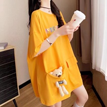 Pure Cotton Pregnant Woman Clothes Spring Summer Spicy Mothers Beat Bottom Short Sleeve T-shirt Woman Dress 2022 New Stylish Pregnant Woman Blouse
