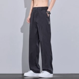 Штаны, летний тонкий шелковый костюм, повседневные брюки, свободный прямой крой