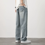 Износостойкие длинные тонкие летние джинсы, ретро штаны, в американском стиле, свободный прямой крой, эластичная талия