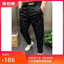 Cool Sen 1288 spring and autumn mens pants new trend full embroidery casual pants straight pants fashion black pants 004