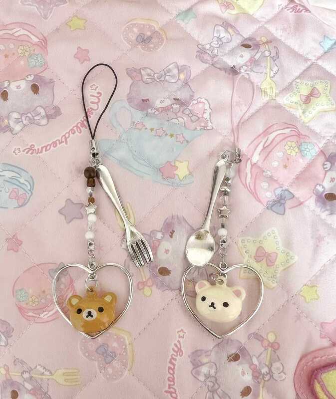 【Brown Diary Bear】Super Cute ins Beaded Phone Chain Pendant Card Holder Pen Case Pendant for Girls