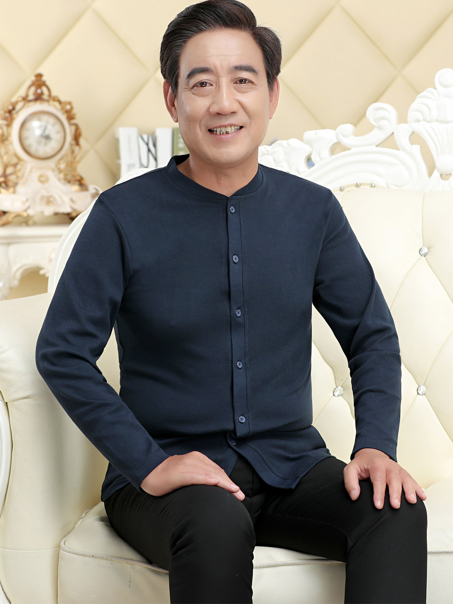 Official Flagship Store Red Bean Middle Aged Cardiovert Sweatshirt Hooded Sweatshirt Male fastening pure cotton single piece Jacket Heating Coat large size