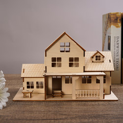 DIY Wooden Stereo Puzzle House Artificial Villa Building Model Cabin Birthday Gift for Boys and Girls