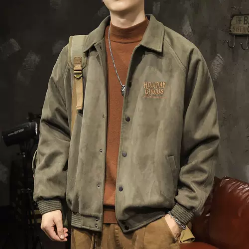 Демисезонная весенняя куртка, бархатная бейсбольная форма, в американском стиле, свободный крой