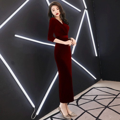 Бархатное вечернее платье, элитное свадебное платье для мамы