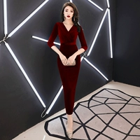 DZM0298 Wine Red Long Model