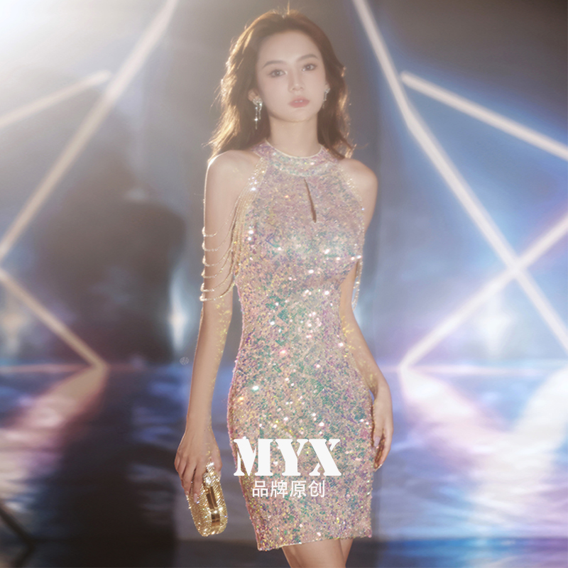 Annual Meeting Socialite Evening Dress for Women 2026 New Style Elegant High-End Bodycon Short Sexy Sequin Dress with a Sense of Sophistication Annual Meeting Socialite Evening Dress for Women 2026 New Style Elegant High-End Bodycon Short Sexy Sequin Dress with a Sense of Sophistication