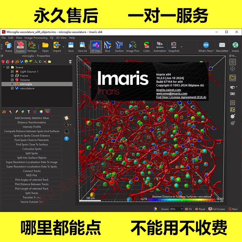 Full Module Plug-In Imaris 10.2 & Stitcher 10.2 Laser Confocal Cell Analysis Software