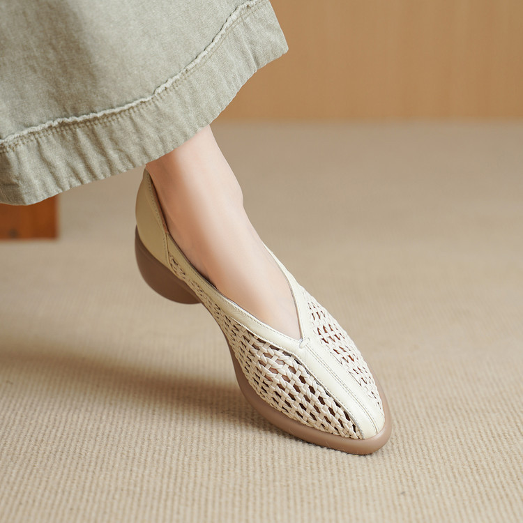 Italy | Pdana Heel Height 5cm ⭐ French-Style Woven Slip-On Clogs Women's Fashion Sandals Italy | Pdana Heel Height 5cm ⭐ French-Style Woven Slip-On Clogs Women's Fashion Sandals