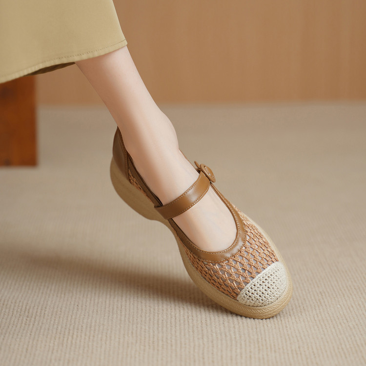 Italy | Pdana Heel Height 4cm ⭐ French Braided Breathable Slip-On Mary Jane Sandals for Women Italy | Pdana Heel Height 4cm ⭐ French Braided Breathable Slip-On Mary Jane Sandals for Women