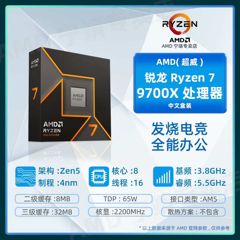 Процессор AMD Ryzen R5 9600X R7 9700X 9800X3D R9 9900X 9950X3D Boxed оптом AM5