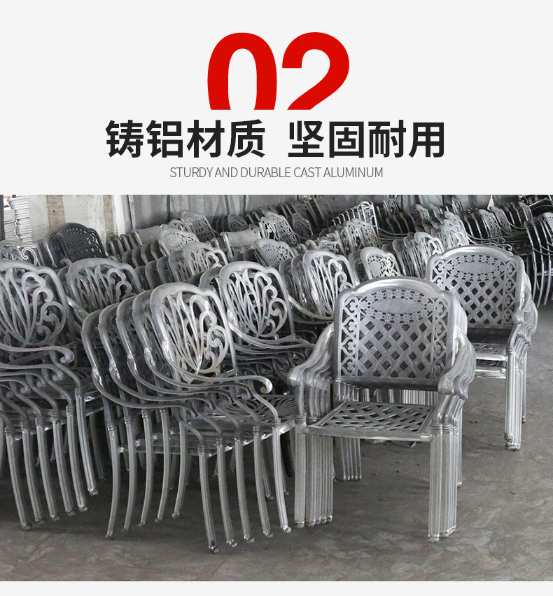 Bàn nhôm đúc ngoài trời bàn ngoài trời sân vườn đồ nội thất giải trí ban công ngoài trời ngoài trời kết hợp bàn ghế sắt rèn châu Âu bộ bàn ghế cafe ngoài trời