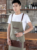 Canvas apron male barista painting western restaurant milk tea shop overalls female Korean custom logo printing waist