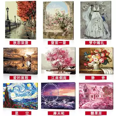 Color dining room bedroom simple diy girl filling landscape Princess digital oil painting landscape painting decompression 4050