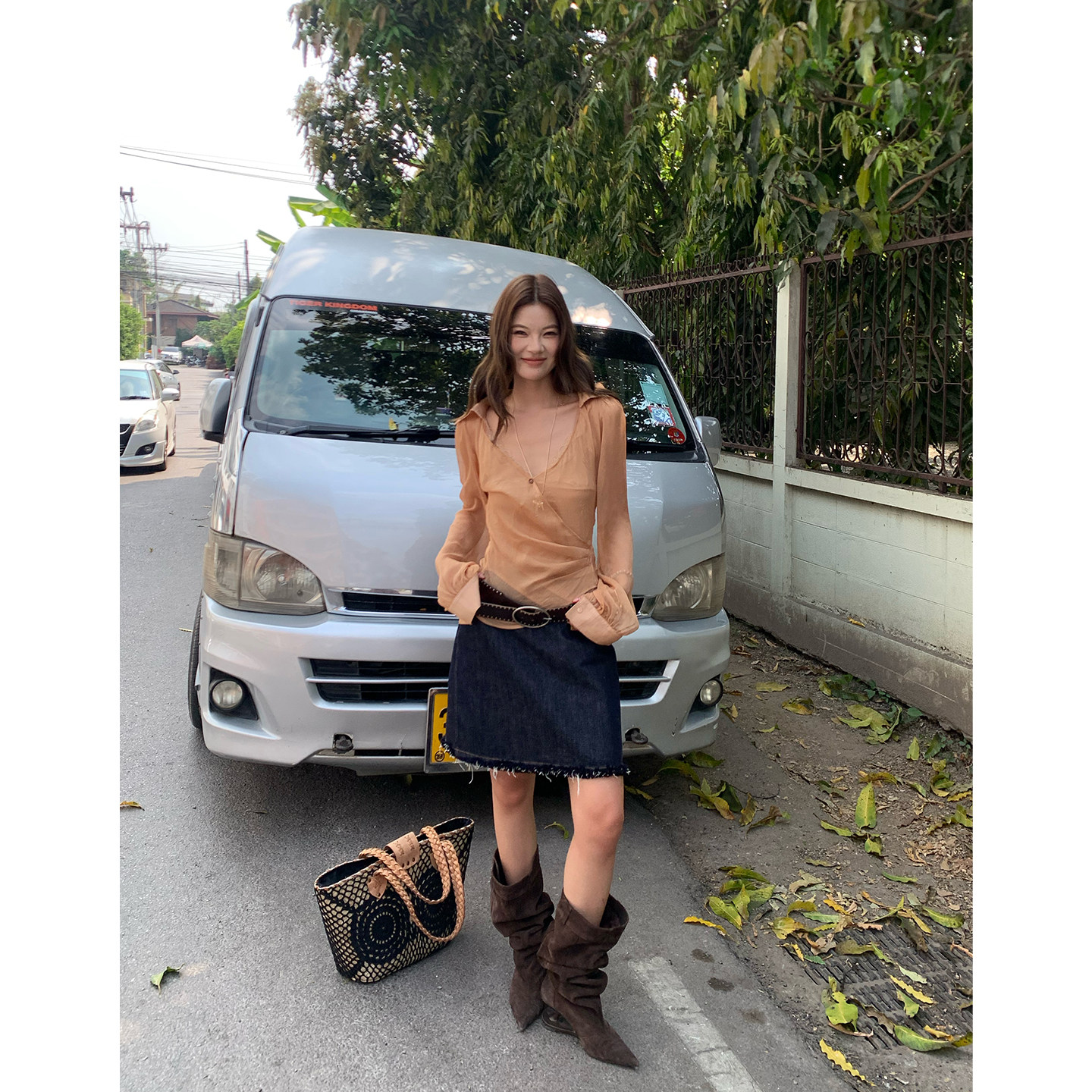 马儿MAR винтажная джинсовая юбка женская летняя с заниженной талией прямая короткая с бахромой стройнящая универсальная