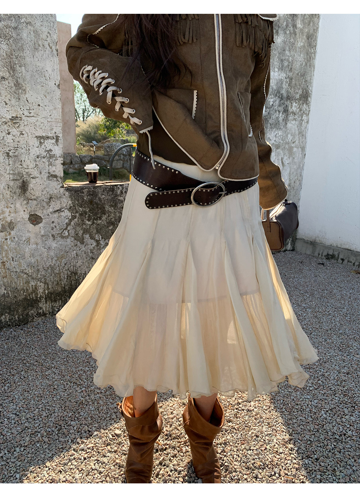 马儿MAR Элегантная А-силуэтная юбка средней длины из смесового тенселя с пышным подолом для женщин