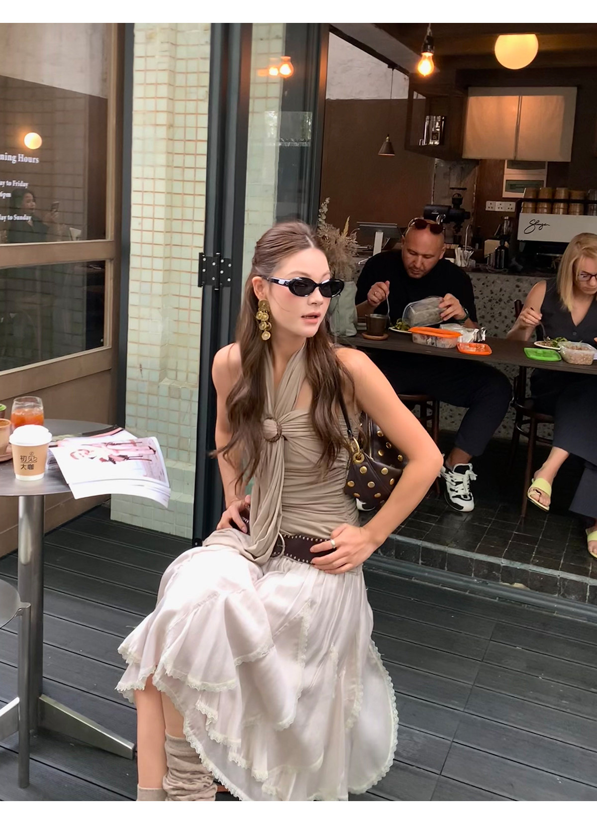 马儿MAR Модная юбка с неровным кружевным дизайном из смеси тенселя и ацетата с эластичным поясом