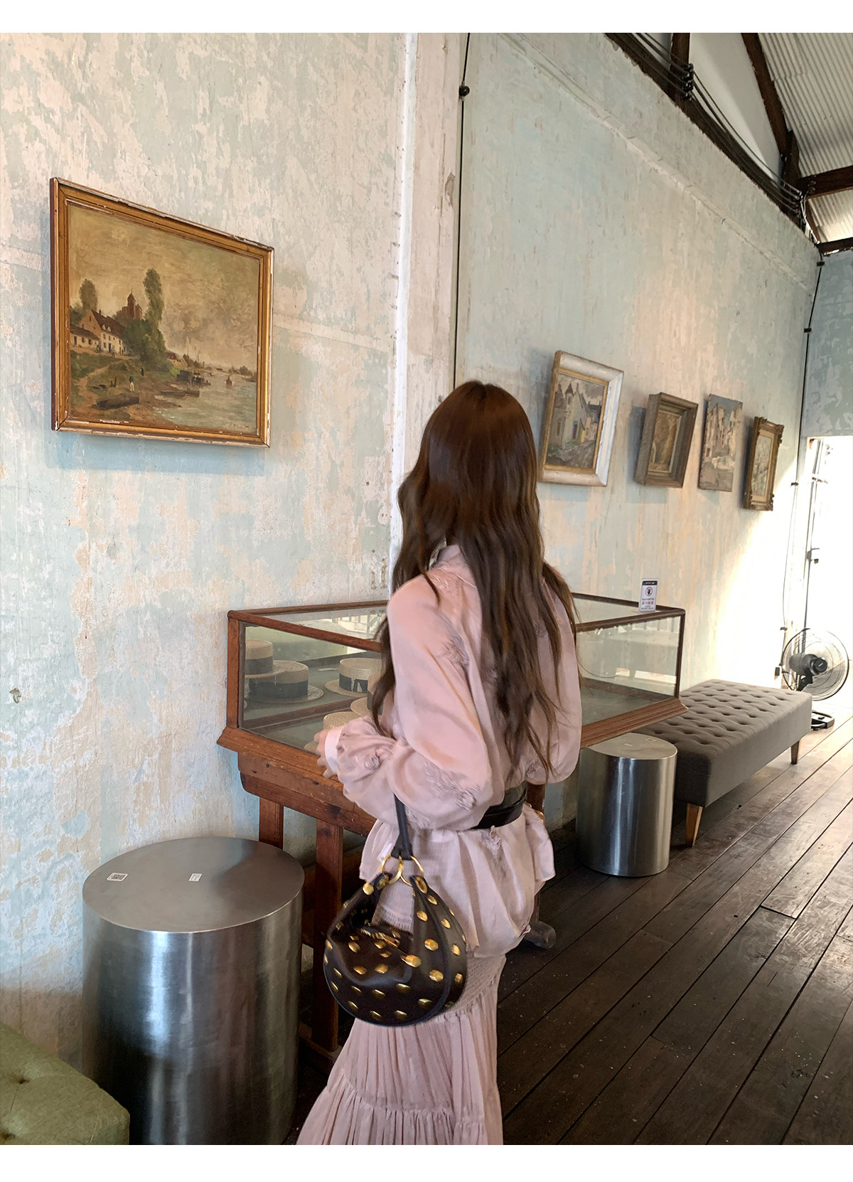 马儿MAR Рубашка с объемной вышивкой длинный рукав с приталенной плиссированной длинной юбкой элегантный костюм для женщин