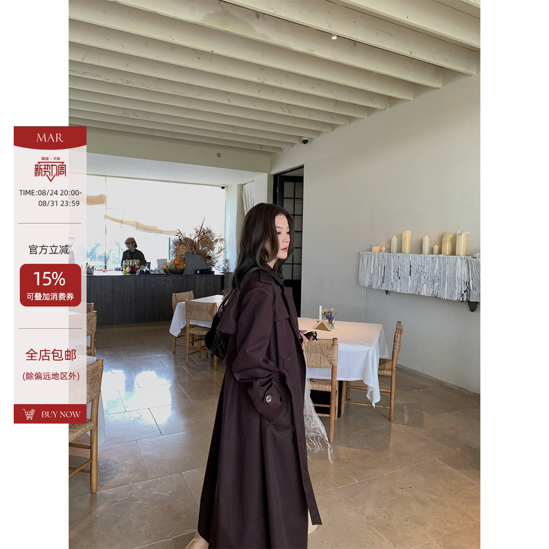 Mar Retro Vintage Style Double-Breasted 2026 Long Trench Coat for Women with Lapel, Tie Waist, and Elegant Design Mar Retro Vintage Style Double-Breasted 2026 Long Trench Coat for Women with Lapel, Tie Waist, and Elegant Design