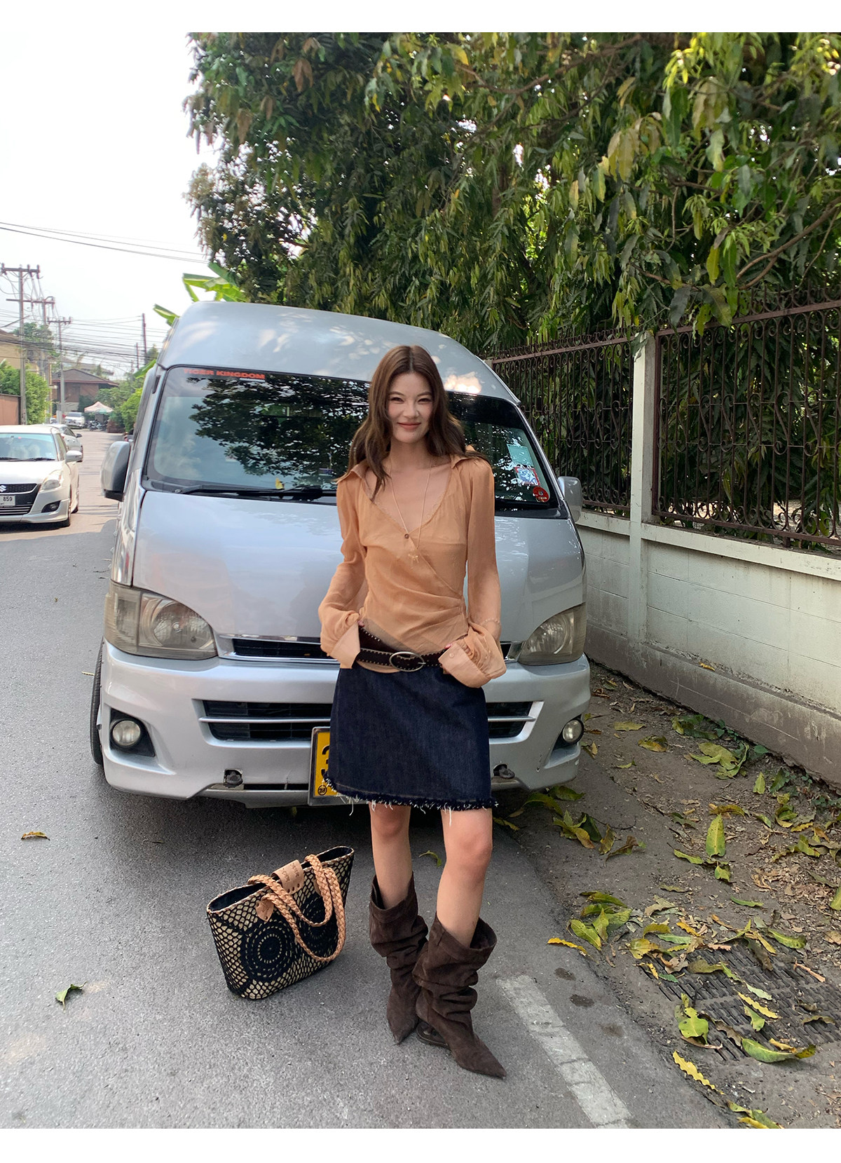 马儿MAR винтажная джинсовая юбка женская летняя с заниженной талией прямая короткая с бахромой стройнящая универсальная