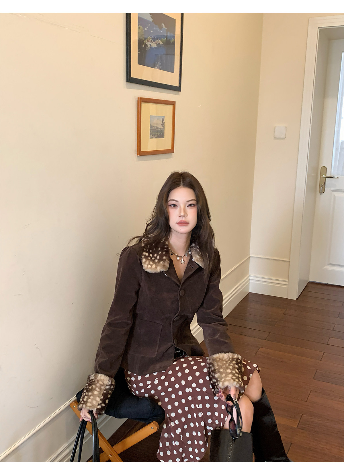 马儿MAR весенняя новинка ретро юбка в горошек женская заниженная талия средней длины дизайнерская стройнящая юбка-русалка