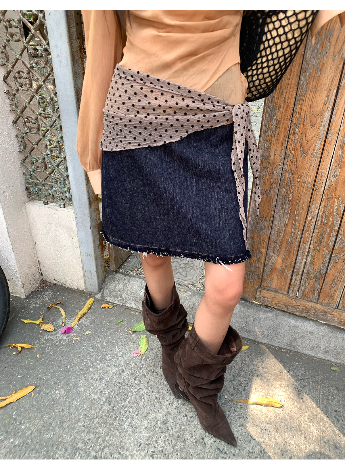 马儿MAR винтажная джинсовая юбка женская летняя с заниженной талией прямая короткая с бахромой стройнящая универсальная