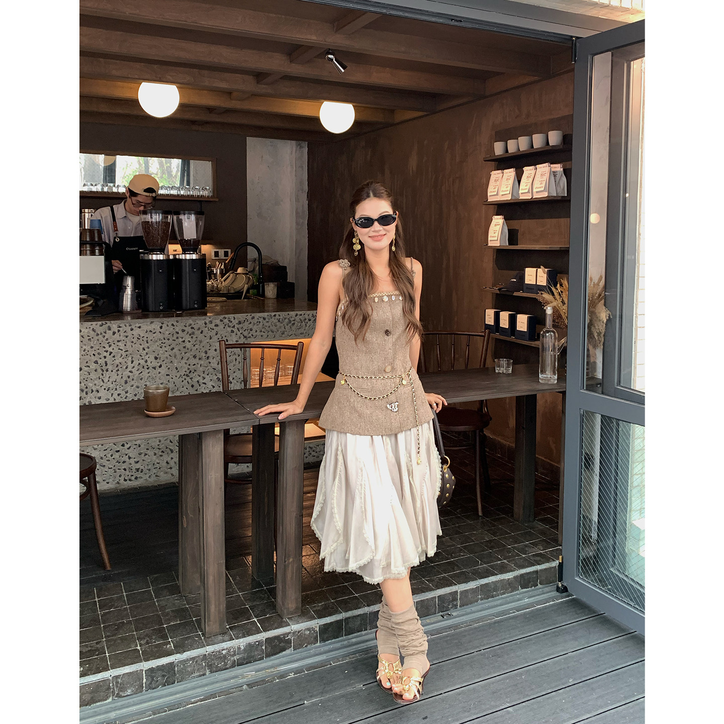 马儿MAR Модная юбка с неровным кружевным дизайном из смеси тенселя и ацетата с эластичным поясом