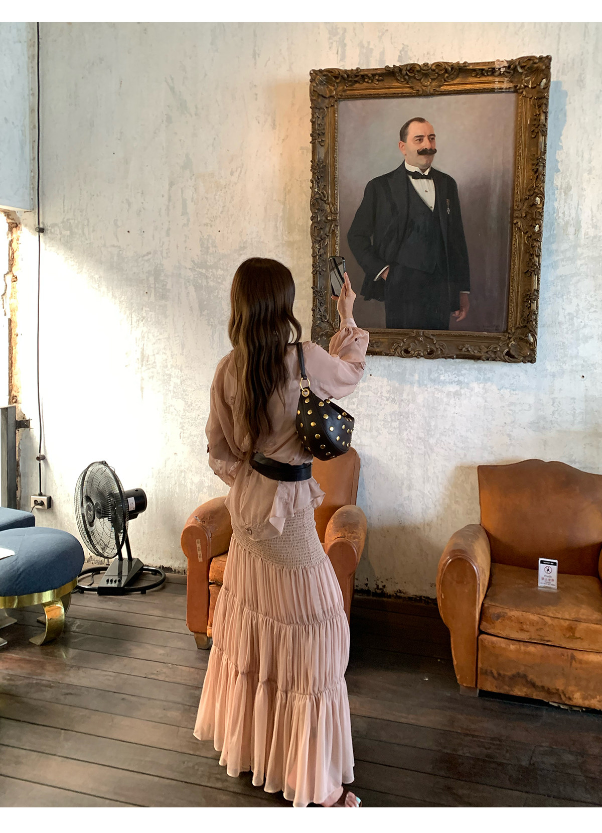 马儿MAR Рубашка с объемной вышивкой длинный рукав с приталенной плиссированной длинной юбкой элегантный костюм для женщин