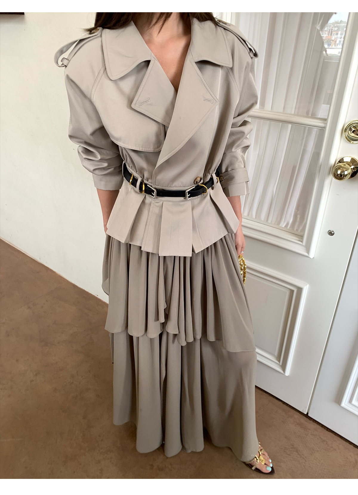 马儿MAR Французская юбка с оборками неправильного кроя женская расклешенная длинная многослойная юбка-торт