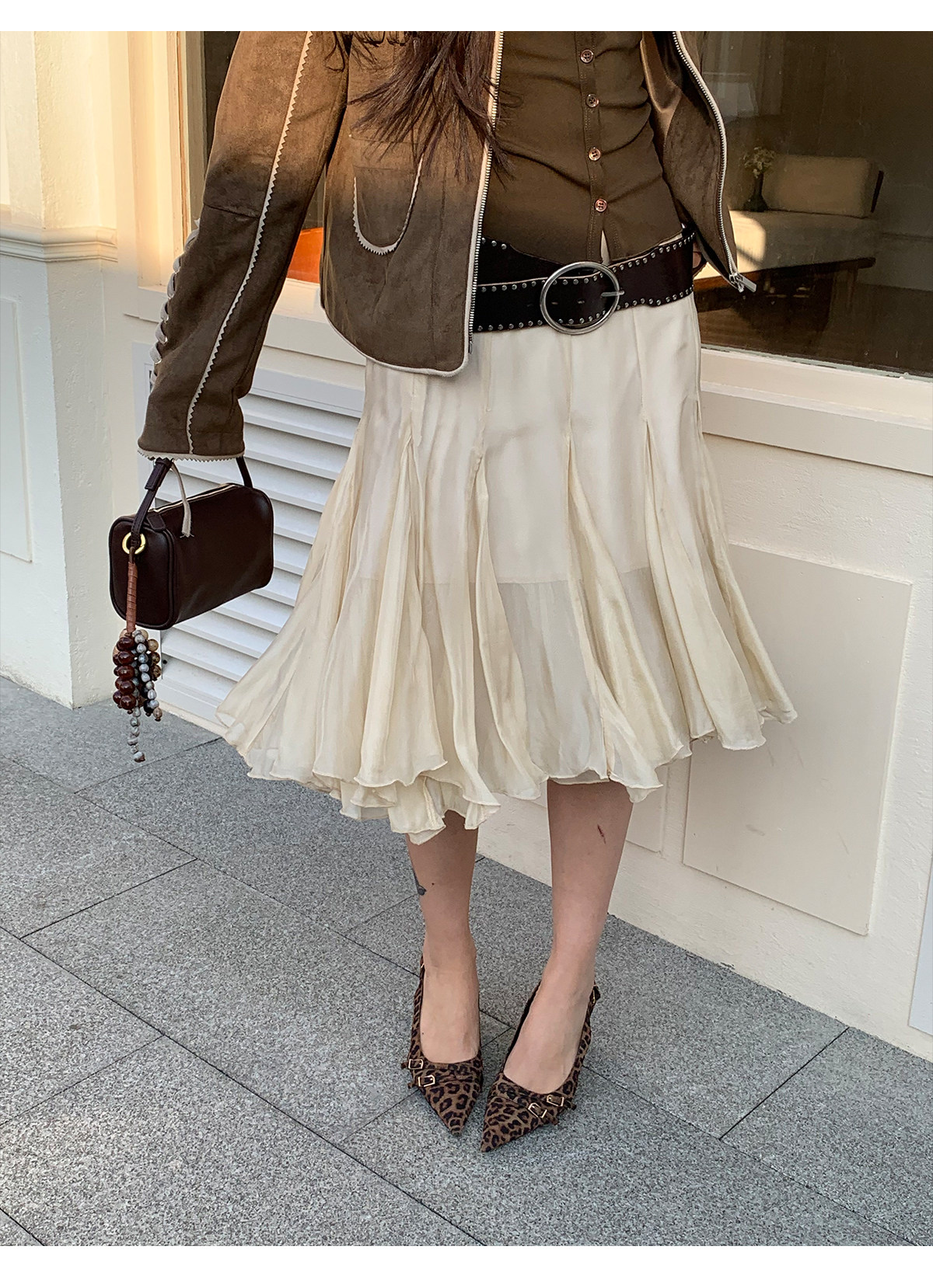 马儿MAR Элегантная А-силуэтная юбка средней длины из смесового тенселя с пышным подолом для женщин