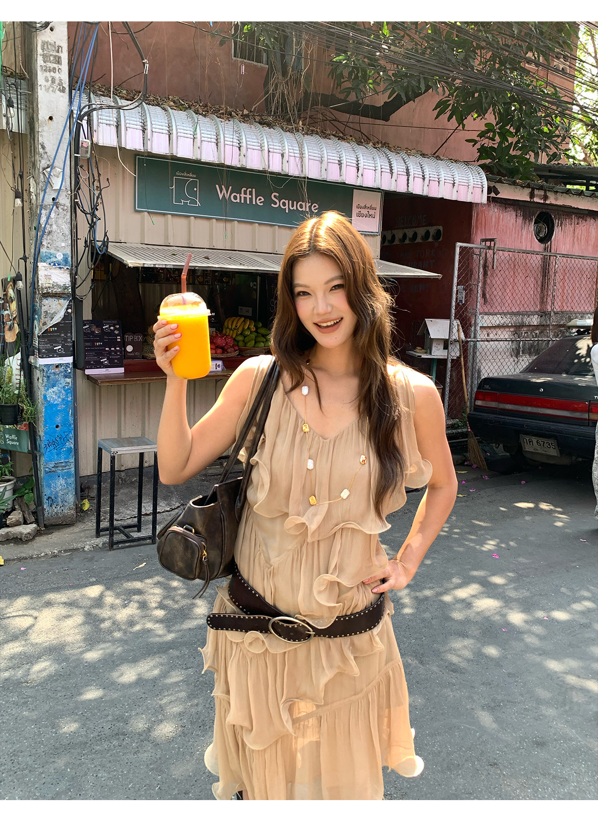 马儿MAR Винтажное платье с V-образным вырезом и оборками, летнее стройнящее короткое платье в курортном стиле для женщин