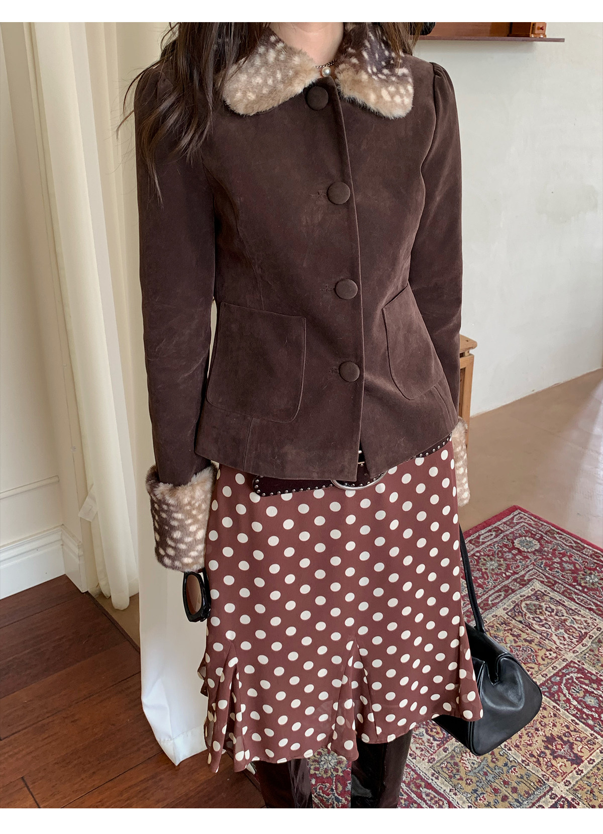 马儿MAR весенняя новинка ретро юбка в горошек женская заниженная талия средней длины дизайнерская стройнящая юбка-русалка