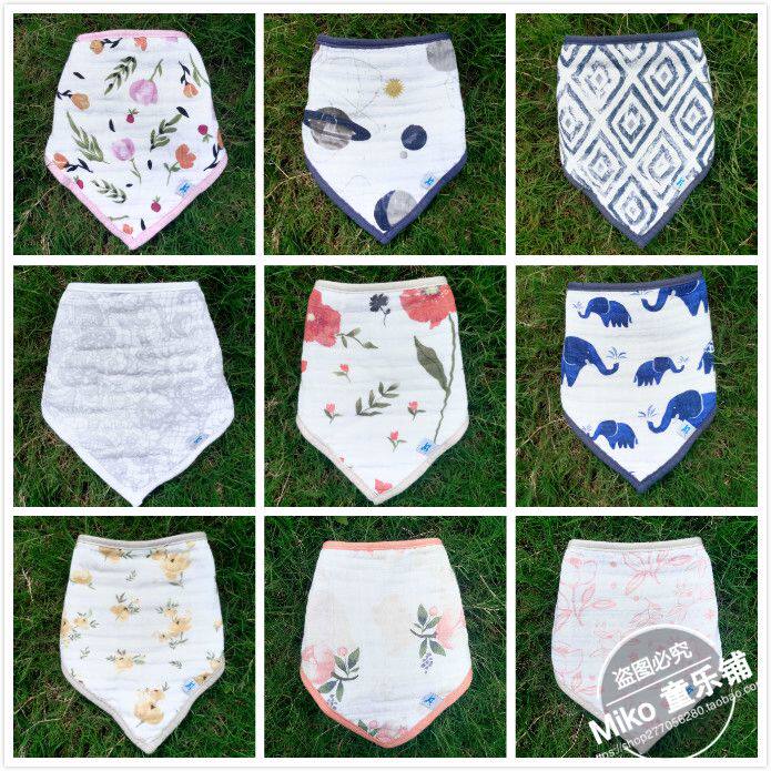 little u*unicorn small Trojan baby triangular towel pure cotton bamboo cotton snap button baby bib bib