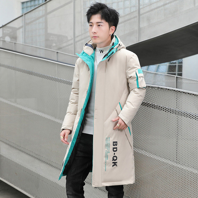 Winter coat men's mid-length cotton coat trend Korean version of the cotton-padded jacket thickened teenage high school students down cotton coat