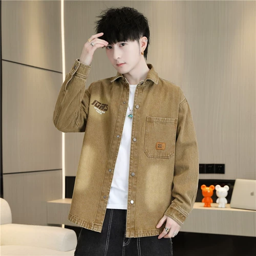 Джинсовая демисезонная японская рубашка, трендовая куртка для школьников для отдыха, подходит для подростков