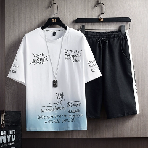 Хлопковая футболка с коротким рукавом для мальчиков, трендовый комплект для школьников, 12-15 лет, подходит для подростков, для средней школы