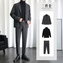 Small suit jacket male gray ruffian handsome fashion Korean version of trendy men's suits slim in autumn casual suit suit