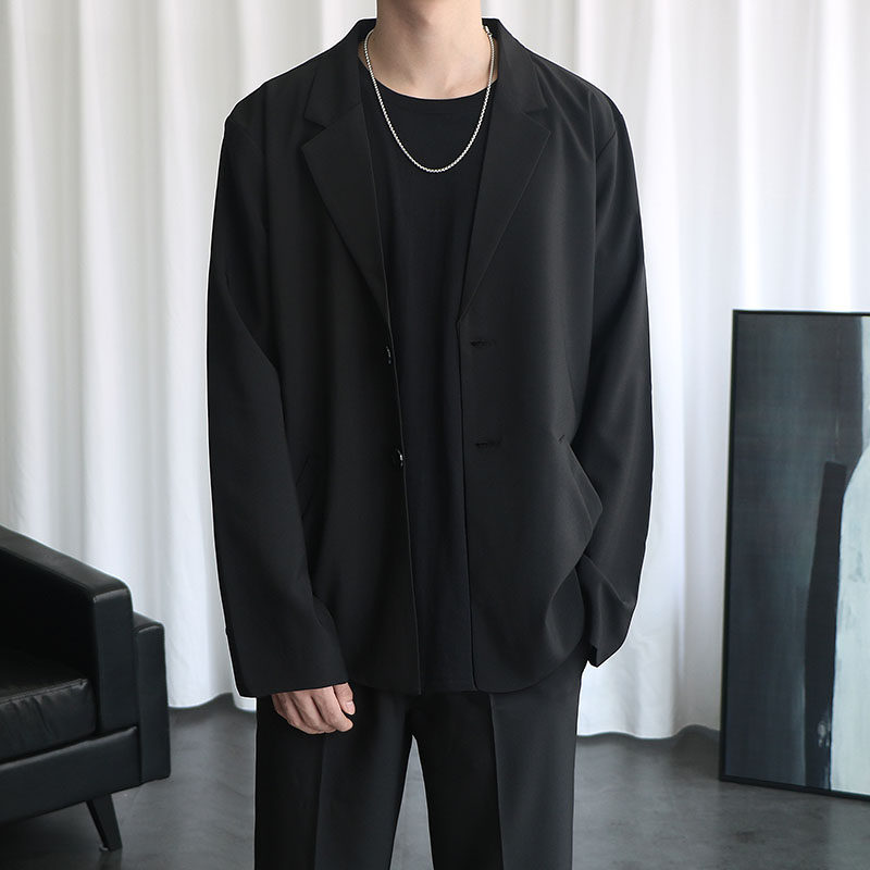 Small West Suit Men's Yuppie Handsome Loose Korean Version Trends Ins Thin models Guys blouses black casual suits jacket spring