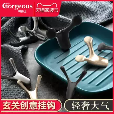 Light luxury entrance door clothes adhesive hook Wall wall hanging creative wall porch door clothes hanger single clothes hook