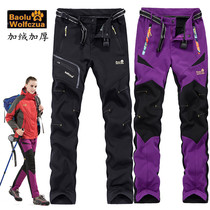 Tibet assault pants mens pants plus velvet padded soft shell fleece pants waterproof and breathable outdoor mountaineering trousers childrens winter