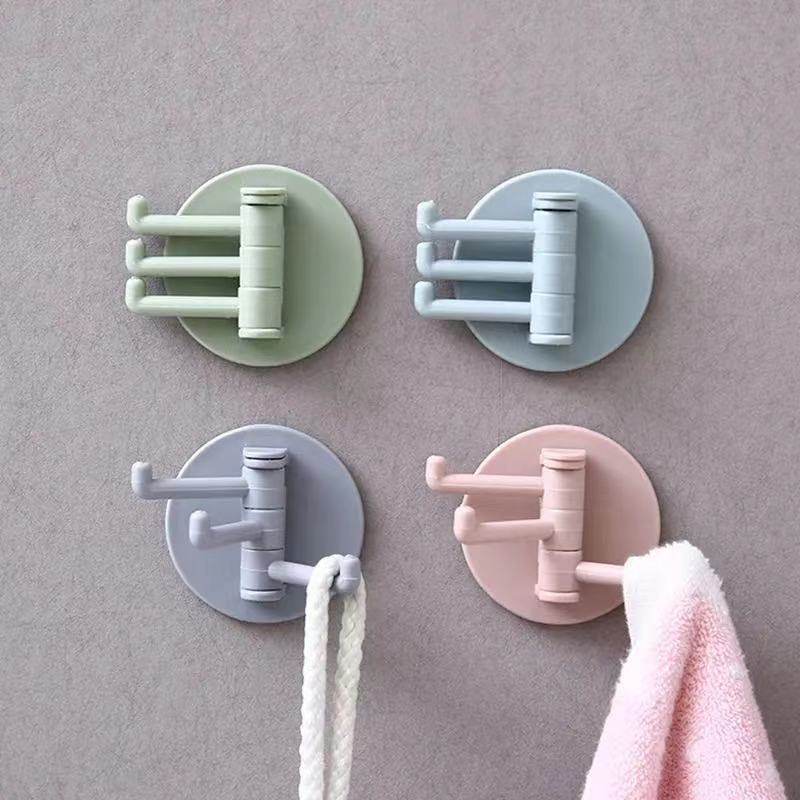 Rotary Hooks Powerful Adhesive Hook to Wall Towels Rack Kitchen Bathroom Shelve Free to punch without marks and sticky hooks