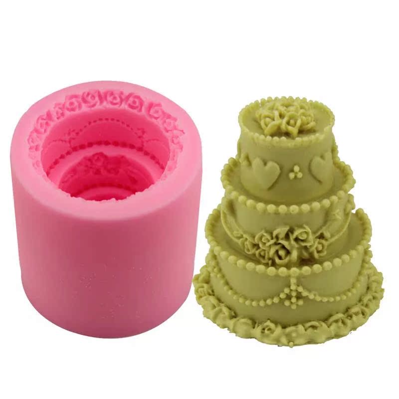 Bánh ba chiều DIY hương liệu thạch cao nến thơm khuếch tán đá thủ công xà phòng silicone khuôn fondant bánh kẹo khuôn bánh