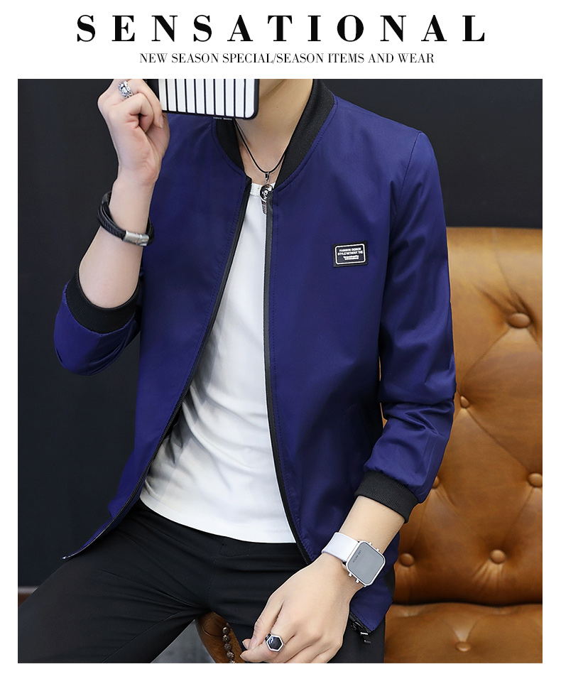 Mùa xuân và Mùa Thu Nam của Người Đàn Ông Mới Đứng Cổ Áo Jacket Hàn Quốc Slim Thanh Niên Đẹp Trai Bóng Chày Phù Hợp Với Xu Hướng Ngắn Áo Khoác Mỏng