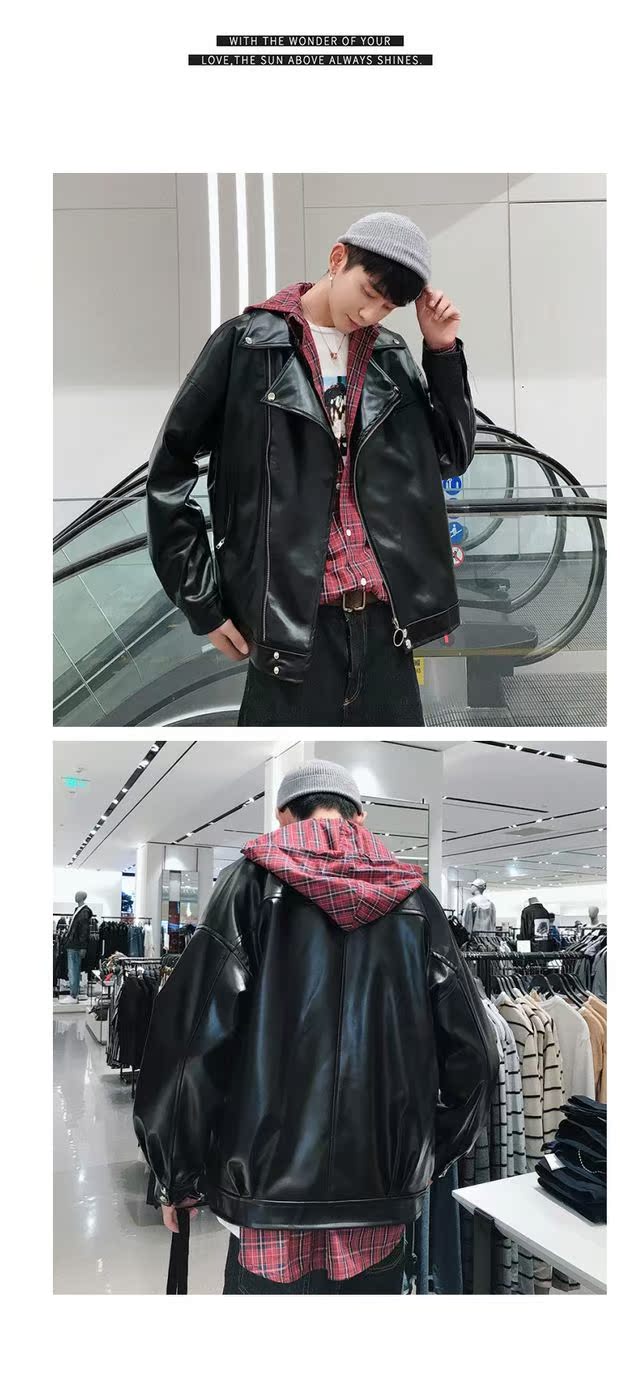 Ins super fire Motorcycle da nam phiên bản Hàn Quốc của áo khoác oversize lỏng lẻo học sinh chic ngắn áo khoác đôi thủy triều áo phao lông vũ