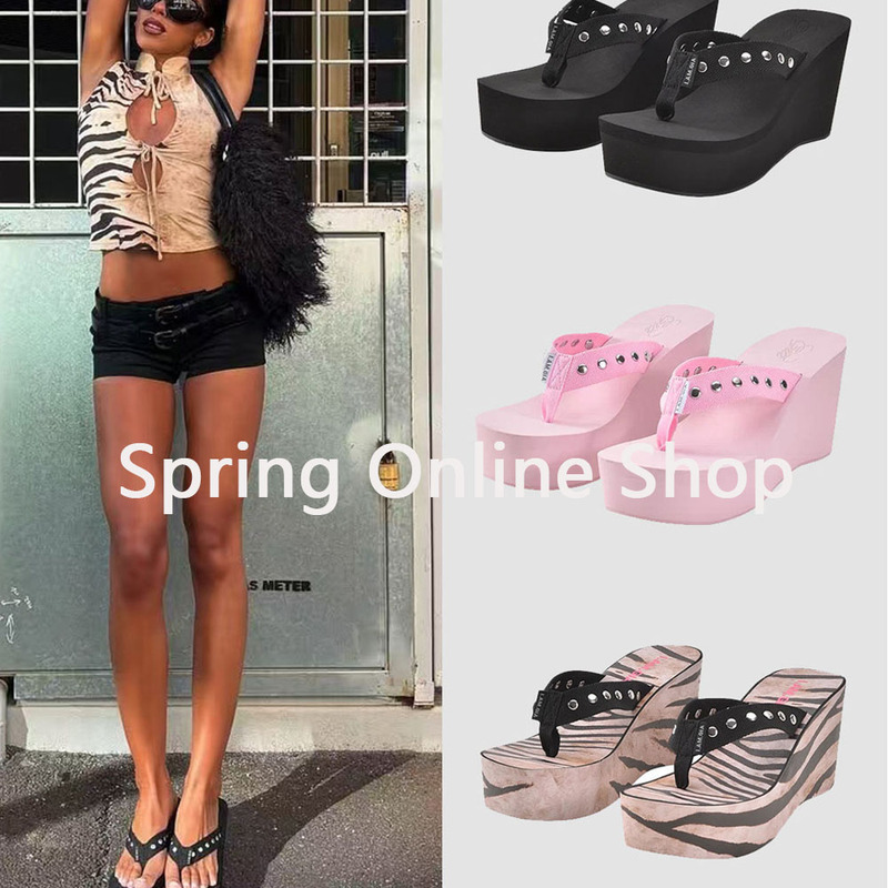 Authentic Iamgia Sandals from a Buyer's Store, Shelby Thick-Soled Height-Increasing Flip-Flops, Wedge-Heeled Thong Sandals
